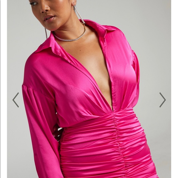 Runaway The Label Bellanca Mini Dress Long Sleeves Hot Pink - Picture 2 of 4